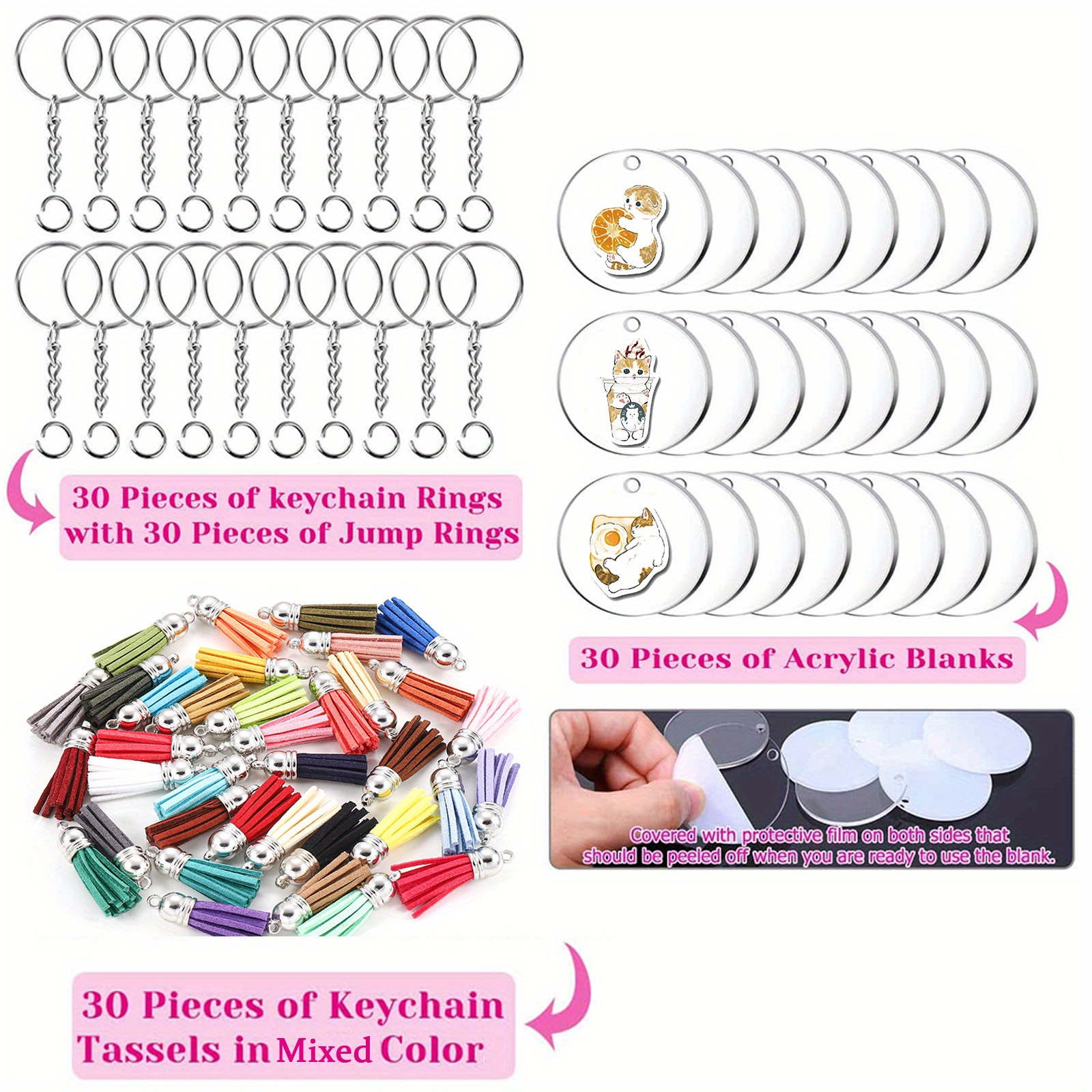 Acrylic Keychain Blanks diy Clear Keychains Including - Temu
