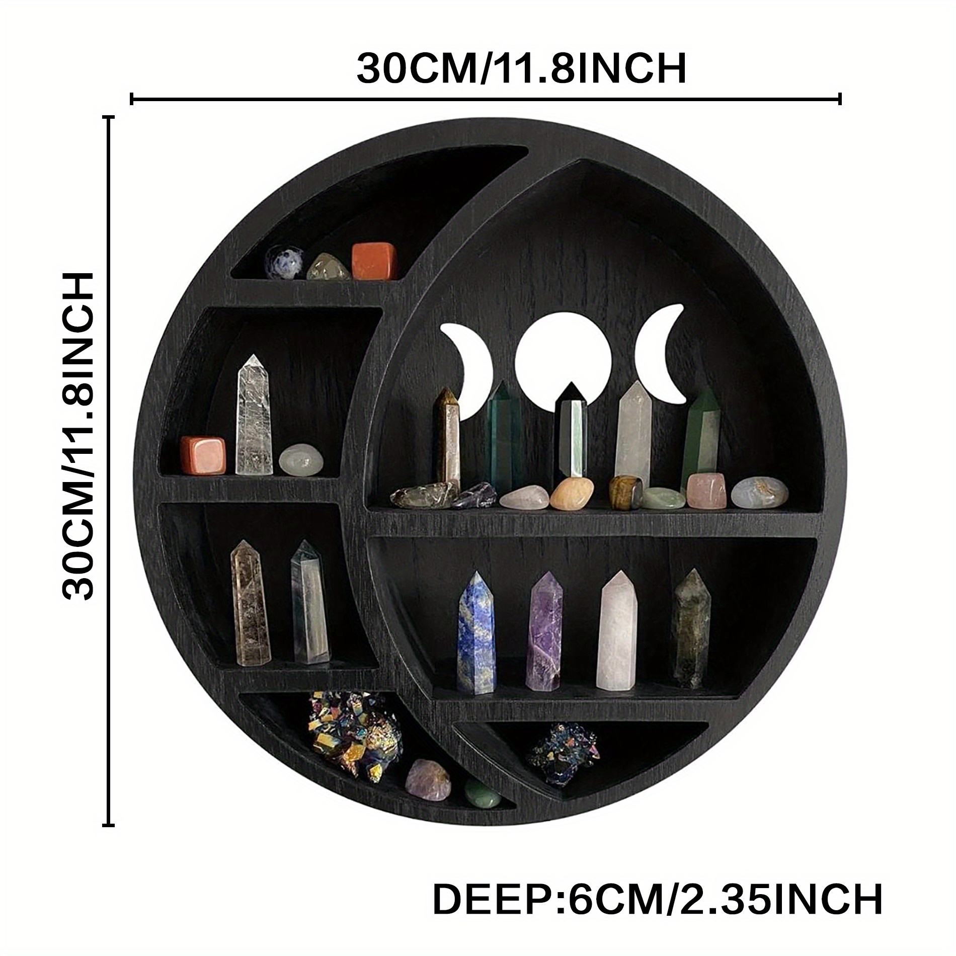 White Wooden Moon Shelf Crystals Crescent Moon Crystal Shelf Temu