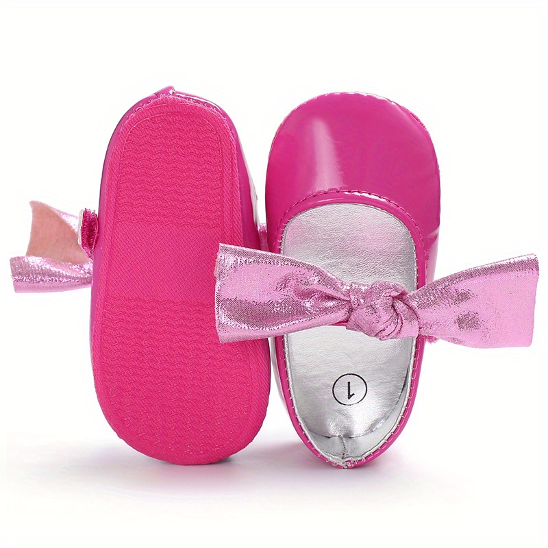 Baby Girls Cute Bow Tie Decored Slip On Mary Jane Shoes, Toddlers Outdoor Walking Shoes