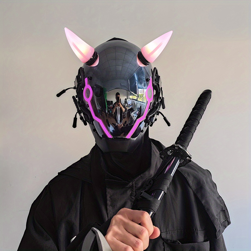 maschera cyberpunk rotonda luce treccia personalizzata maschera di