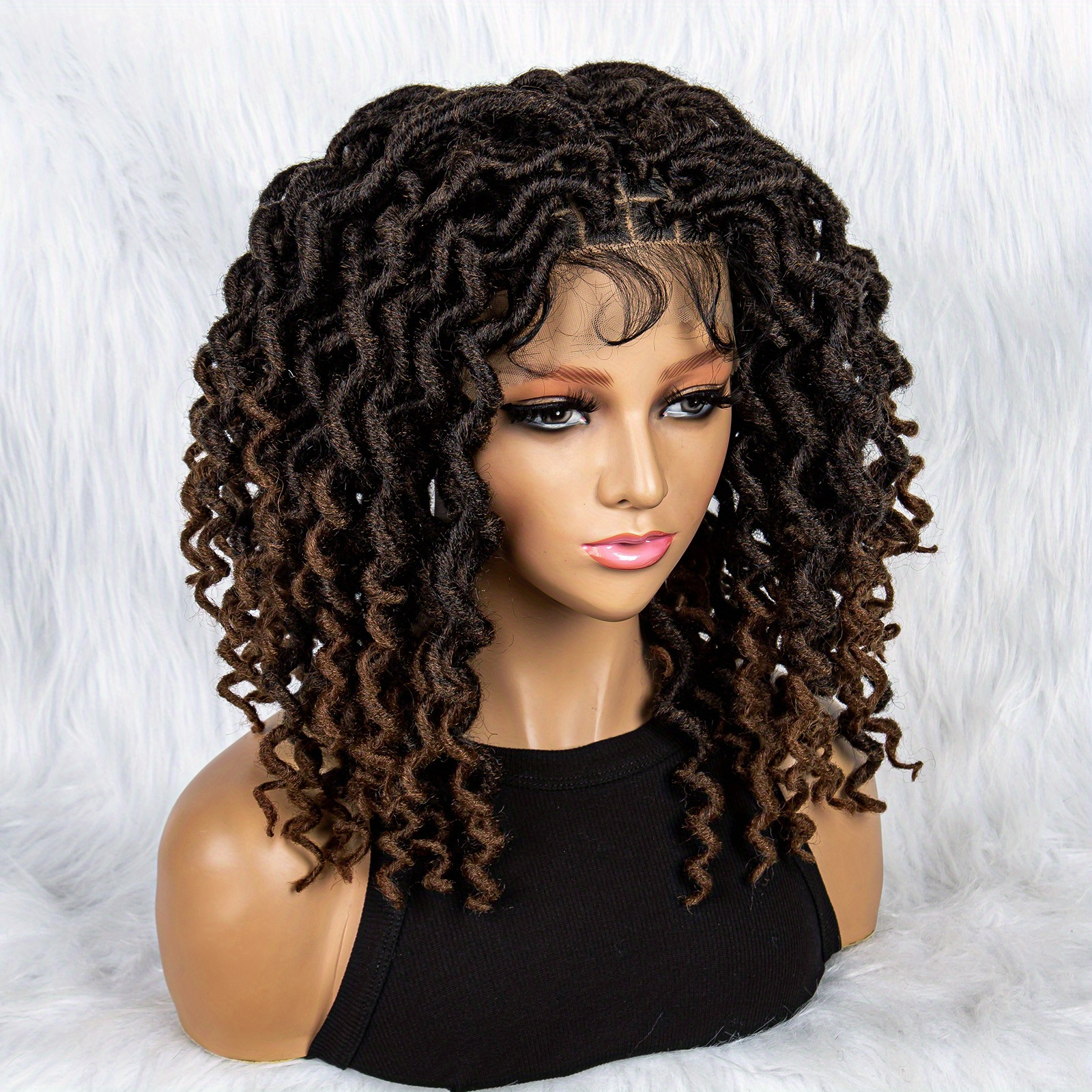 Full Lace Box Braid Wigs Pre Plucked Knotless Square Braided - Temu