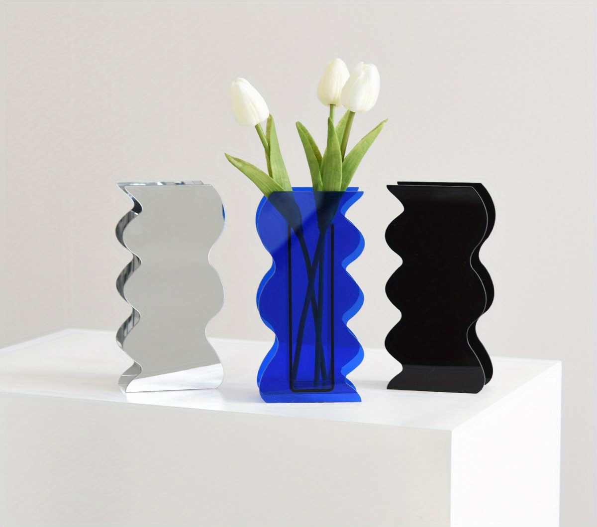 Modern Amber Brown Acrylic Vase Geometric Acrylic Flower Temu United