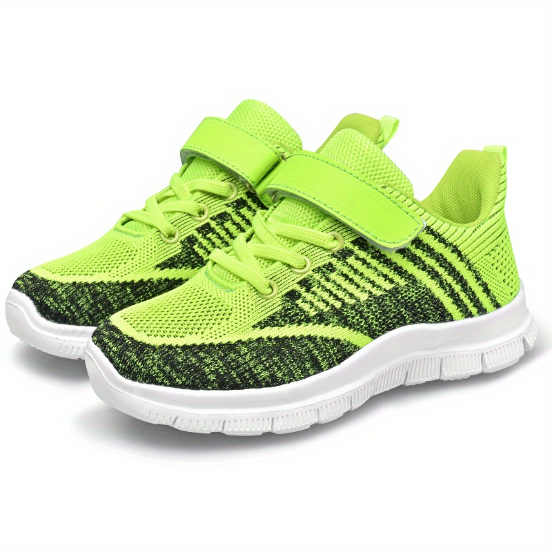 Image of Boys' And Girls' Athletic Shoes, Knitted Mesh Sneakers, Stylish And Breathable Lightweight Running Shoes For Kids.
