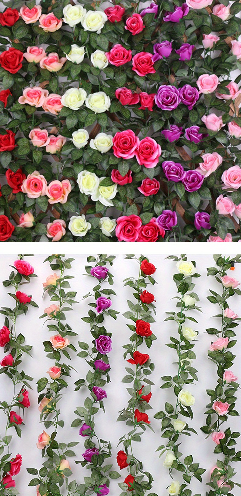 Wholesale Artificial Rose Vine Flowers with Green Leaves Silk Rose Hanging  Vine Flowers Garland Ivy Plants for Home Wedding Party From m.