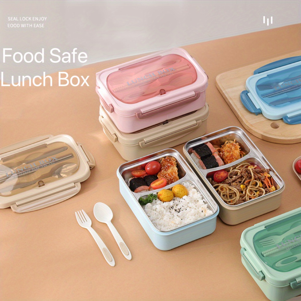 1pc Insulated Lunch Box, Portable Stainless Steel Inner, Simple