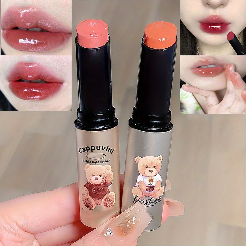 6 Colors Cute Bear Mirror Lip Gloss Moisturizing Long - Temu