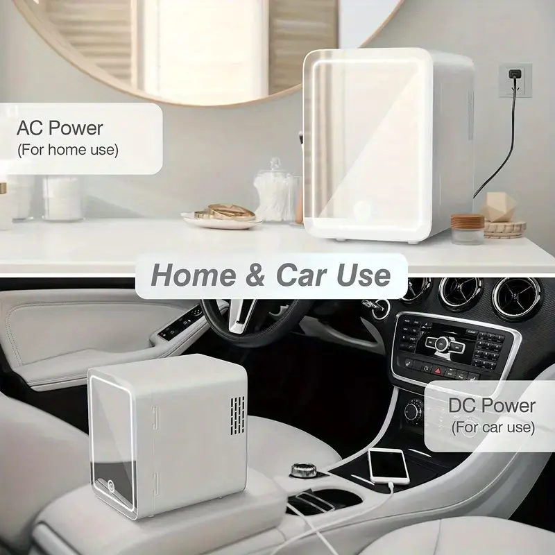 car mounted mini refrigerator beauty refrigerator 110v 12v dual use cold and warm white refrigerated skincare products beverages fruits etc refrigerated 2 8c details 0