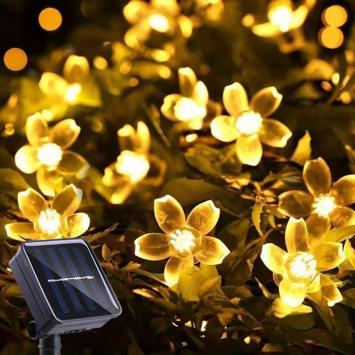 1pc peach flower solar string lights solar lights outdoor waterproof cherry blossoms solar fairy lights decorations for garden yard patio christmas tree party decoration details 1