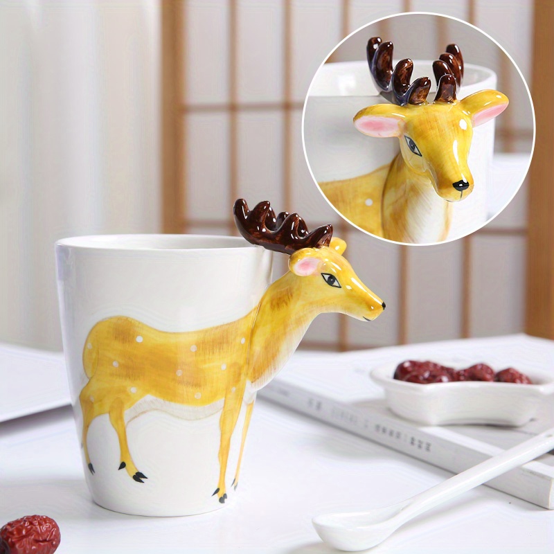 Cute Animal Horse Deer Print Mugs Creative Drink Coffee Milk Cups Kawaii  Kids Animal Theme Party