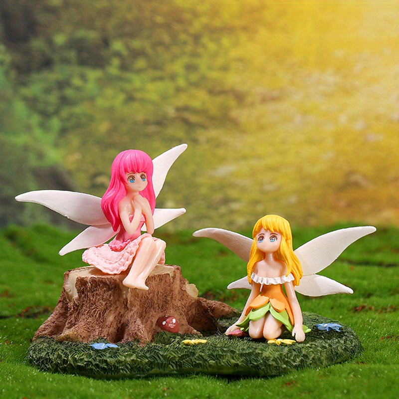 Miniature Poly-resin Flower Tea Set: Fairy Garden Dolls