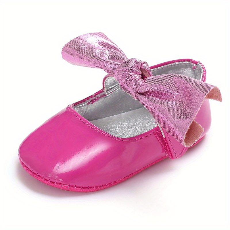 Baby Girls Cute Bow Tie Decored Slip On Mary Jane Shoes, Toddlers Outdoor Walking Shoes