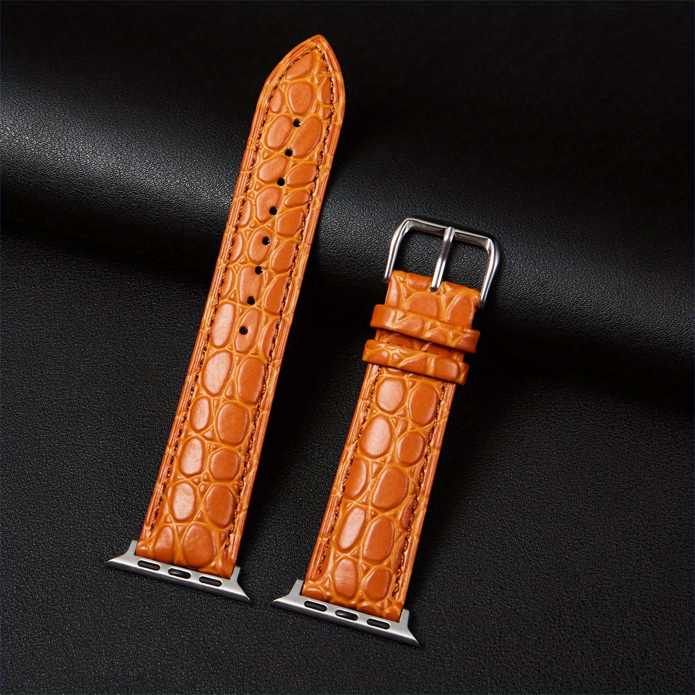 Simulation Crocodile Pattern Leather Watch Strap For Watch 8 7 6 5 4 3  Leather Watchbands For Iwatch - Temu Australia