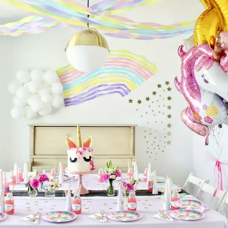 Unicorn Birthday Decorations For Girls Party Supplies Set - Temu
