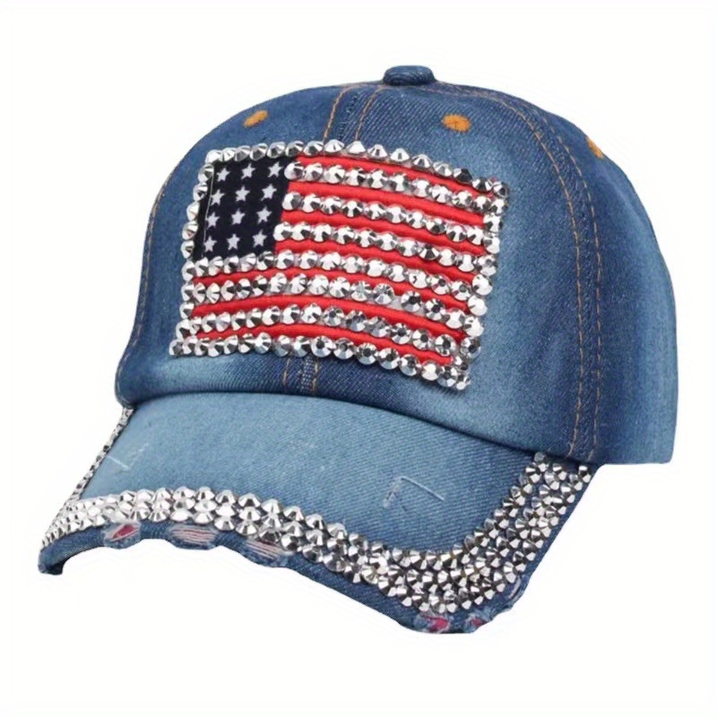 National Flag Style Diamond Denim Peaked Cap Baseball Cap