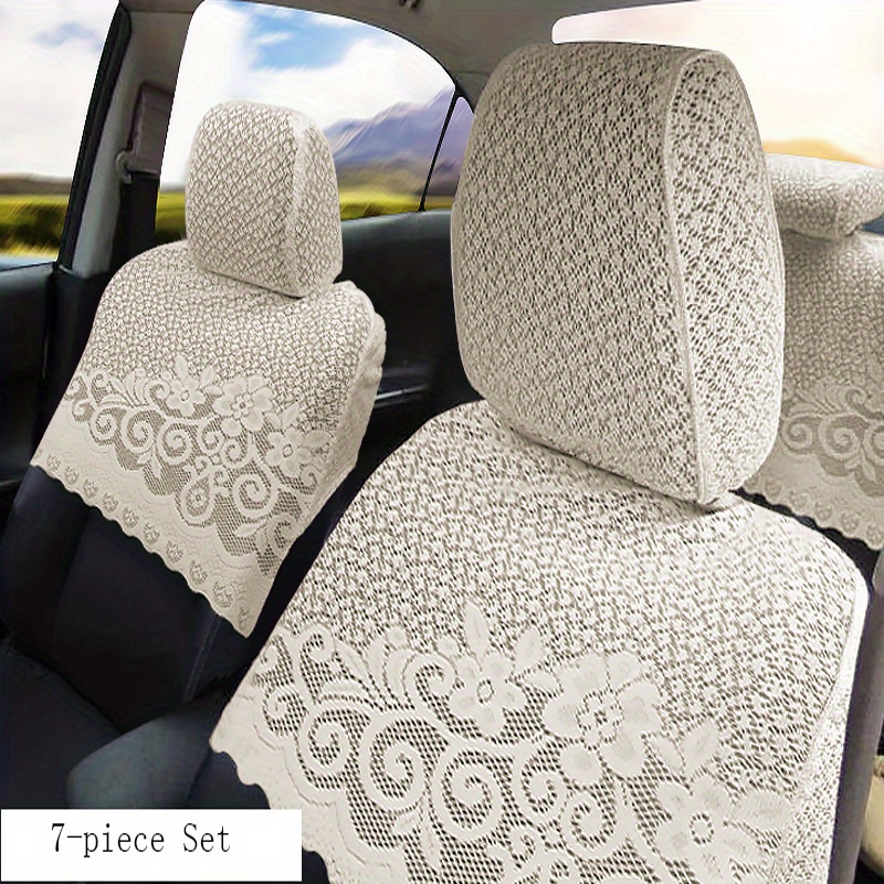 TEMU Car Embroidery Seat Cover Set For Corolla Cover 7pcs Car Interior Seat Accessories Fit For