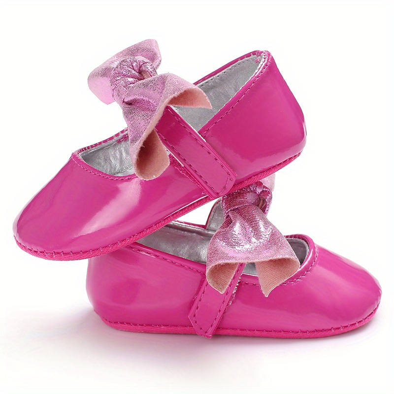 Baby Girls Cute Bow Tie Decored Slip On Mary Jane Shoes, Toddlers Outdoor Walking Shoes