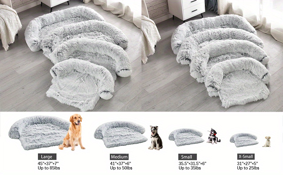 MoonxHome Plush Dog Bed with Foam Neck Bolster, Plush Pet Bed for Small  Dogs and Cats, Universal Pet Furniture Protector, Sofa Bed Cover, Machine