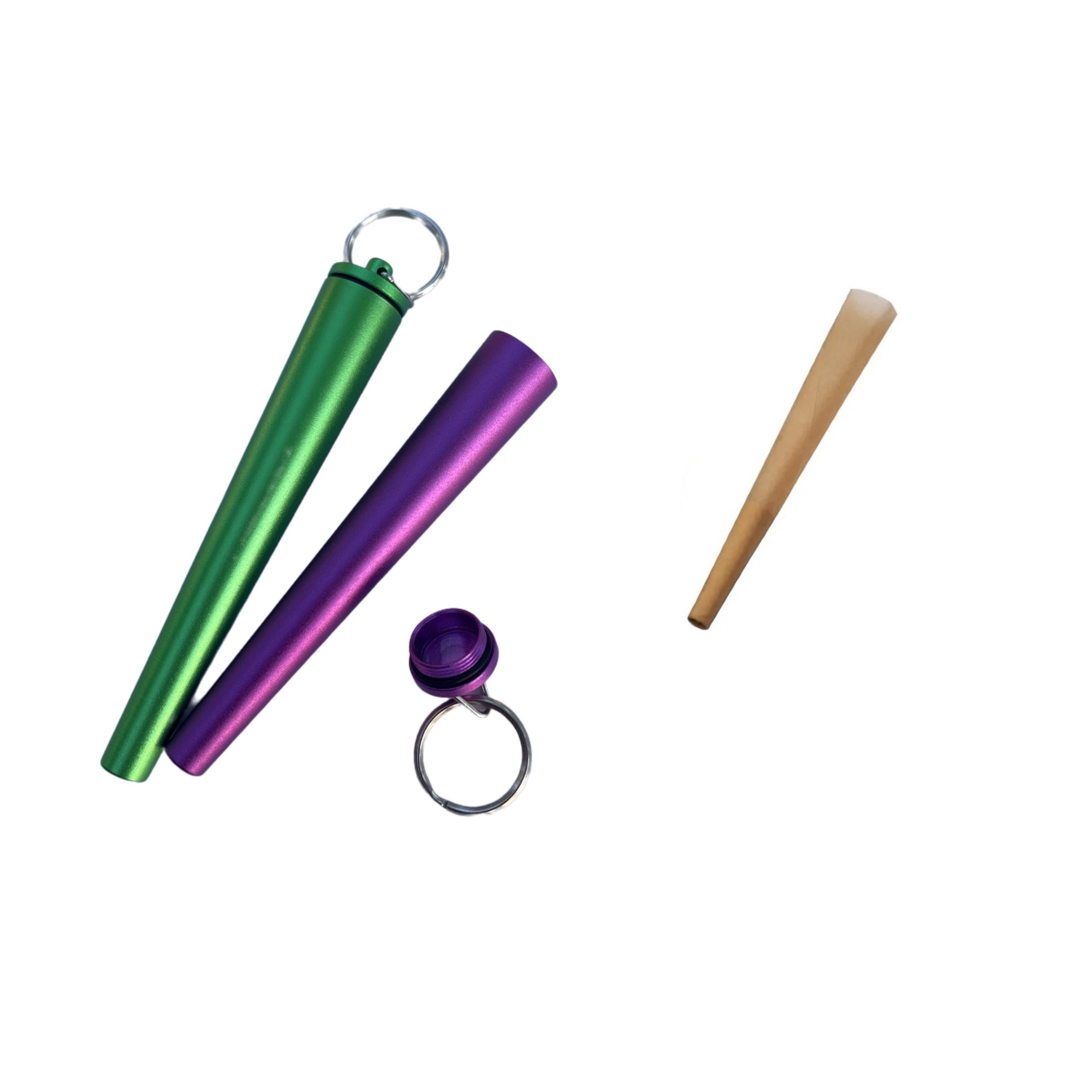 ATOMIC 4 tubi porta cono, cone joint tube, 4 custodie per Sigarette  coniche, trasparente in plastica, colori assortiti