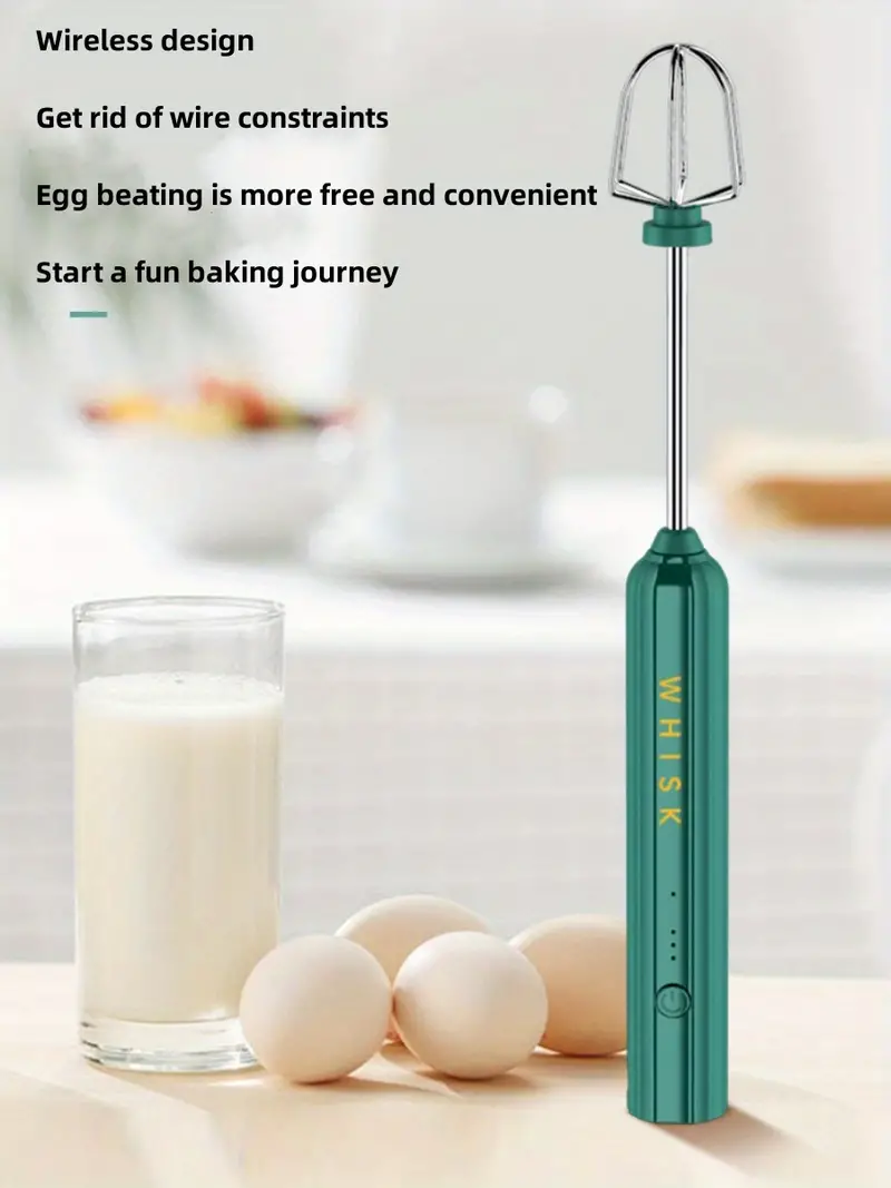 1set stainless steel egg beater cream whip home small wireless handheld stainless steel beater with usb charging mixer built in lithium battery with one battery details 2