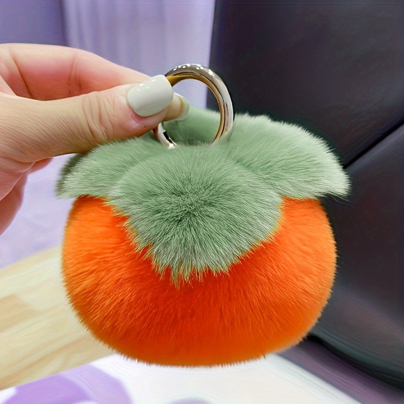 WOIWO Pink Fluffy Fur Ball Gold Keychain for Car Key Ring or Handbag Bag  Decoration
