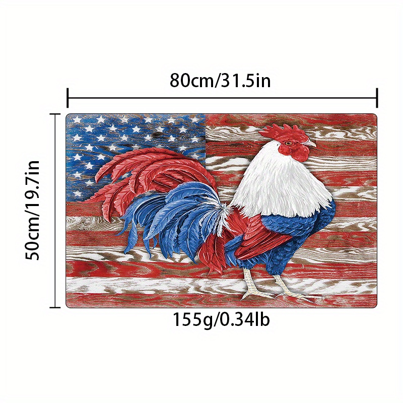 American Flag Area Rug, Vintage 4th Of July Big Rooster Patriotic Area  Rugs, Non-slip Anti-fatigue Carpet, Machine Washable, Entrance Welcome Door  Mat, Living Room Bedroom Dormitory Carpet Room Decor, Independence Day  Decor 