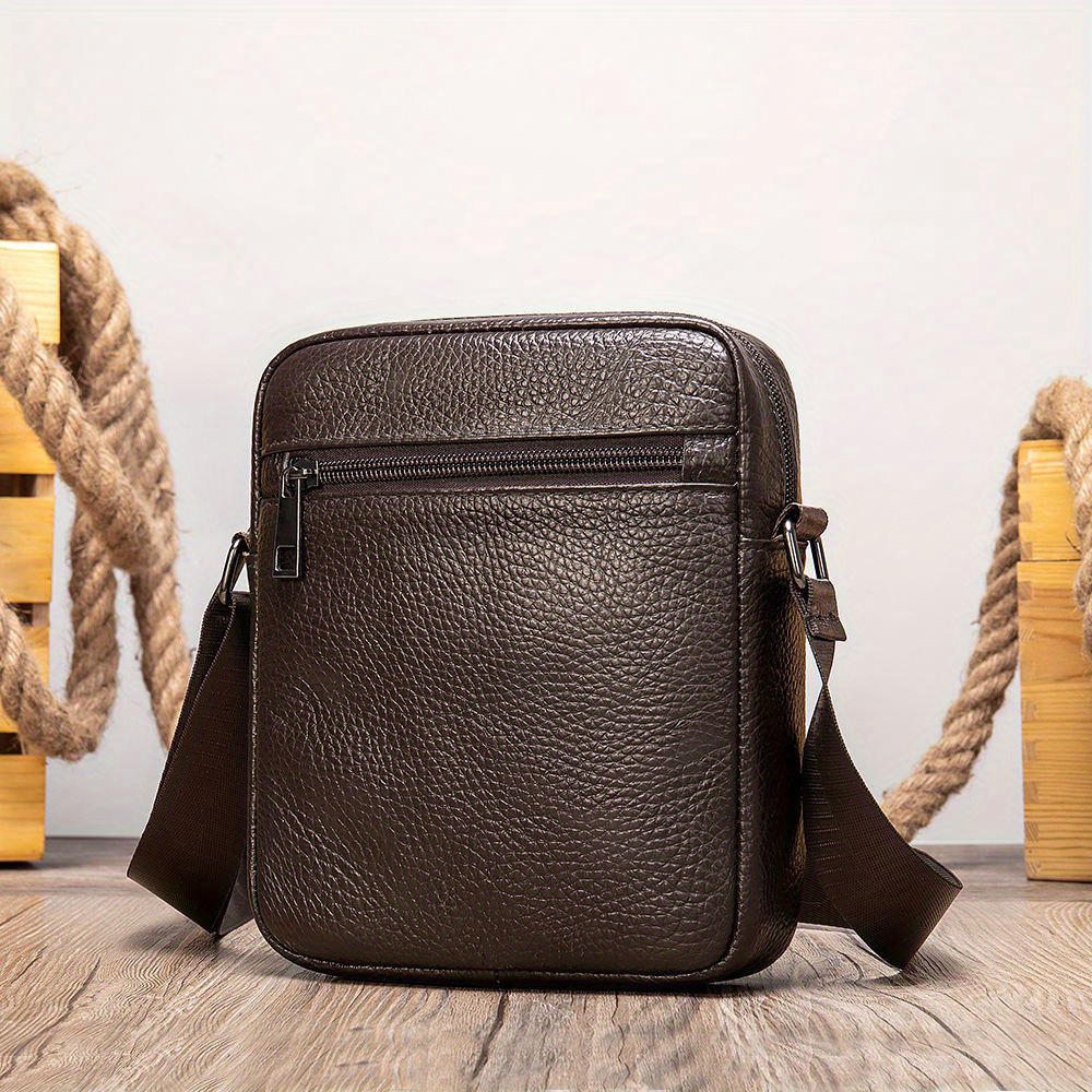  Men's leather Messenger bag vertical retro leather shoulder bag  tablet parcel-black : Clothing, Shoes & Jewelry