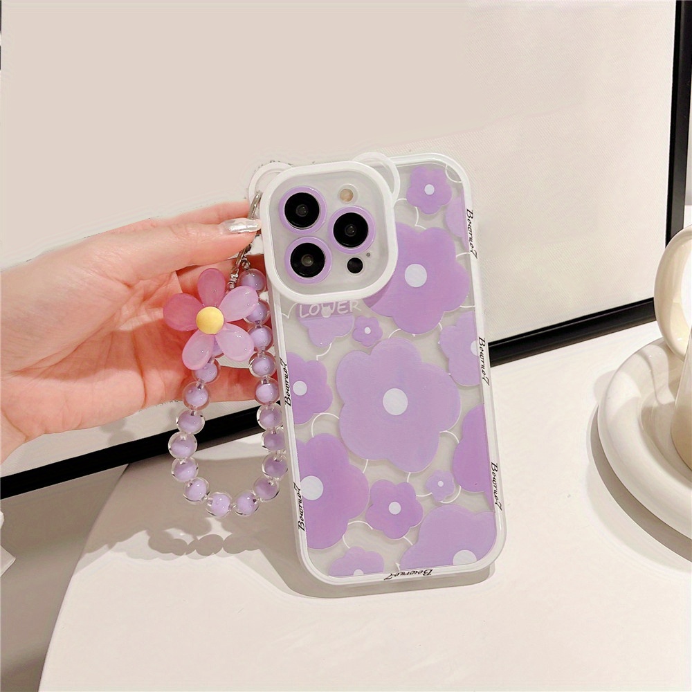 Cute Honey Clouds Flower Pattern ClearHard Phone Case For iPhone 14 Plus 13  12