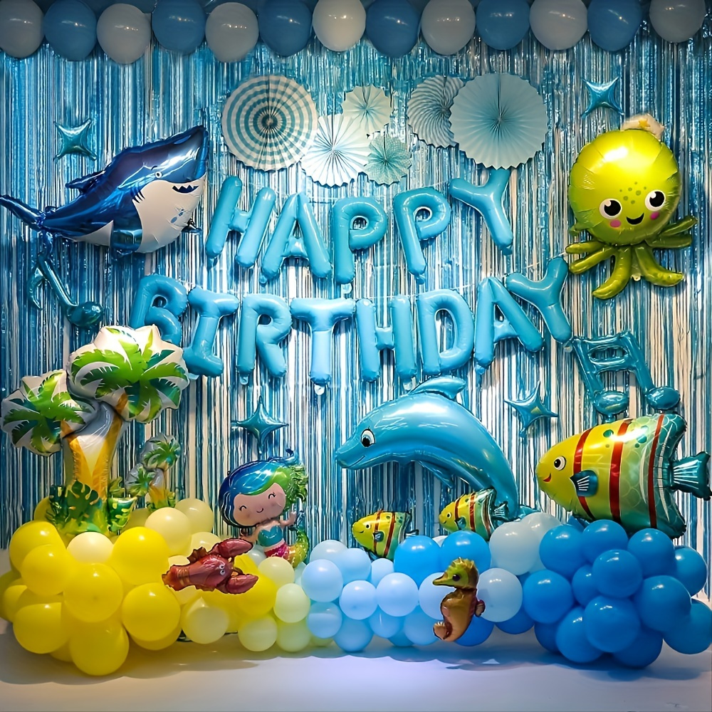 Summer Sea Animals Birthday Party Blue Background Dolphin - Temu