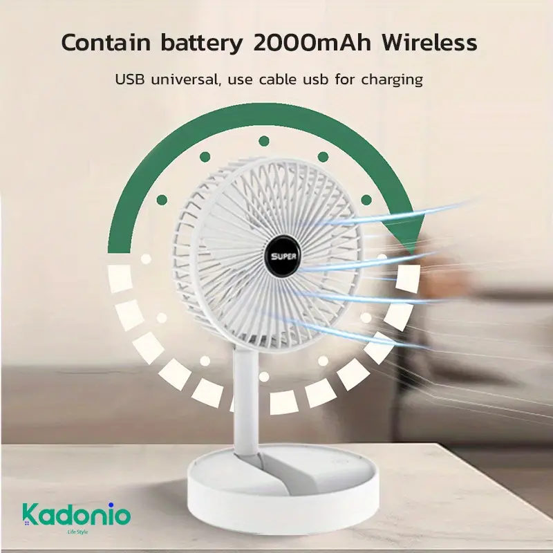 kadonio folding fan quiet 3 speed wind highly stretchable simulated natural wind 180 adjustment battery powered or usb powered home desk bedroom portable travel mini decorative fan 6 5 inch details 7