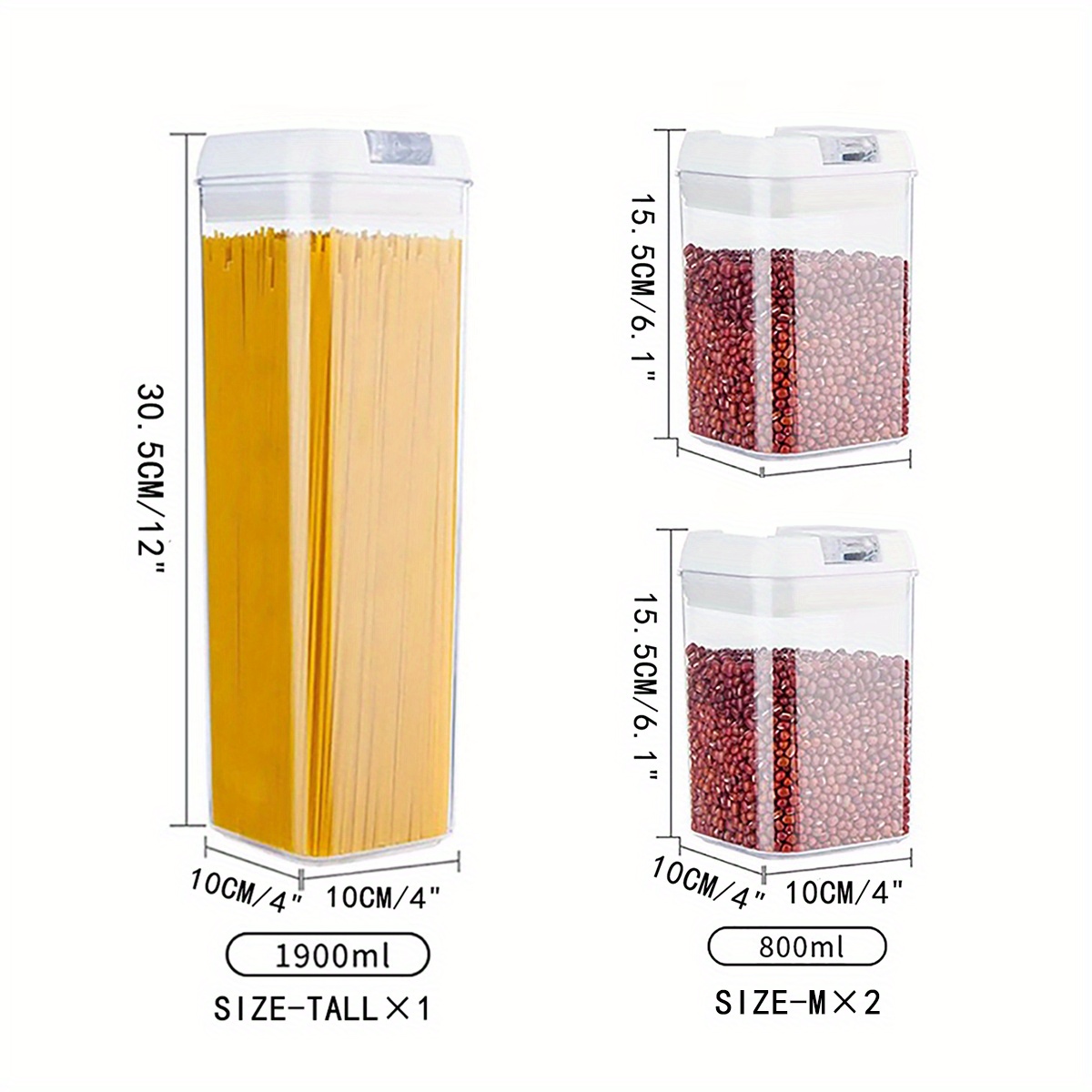 3pcs Food Storage Container Set With Seal Lid Stackable Organizer