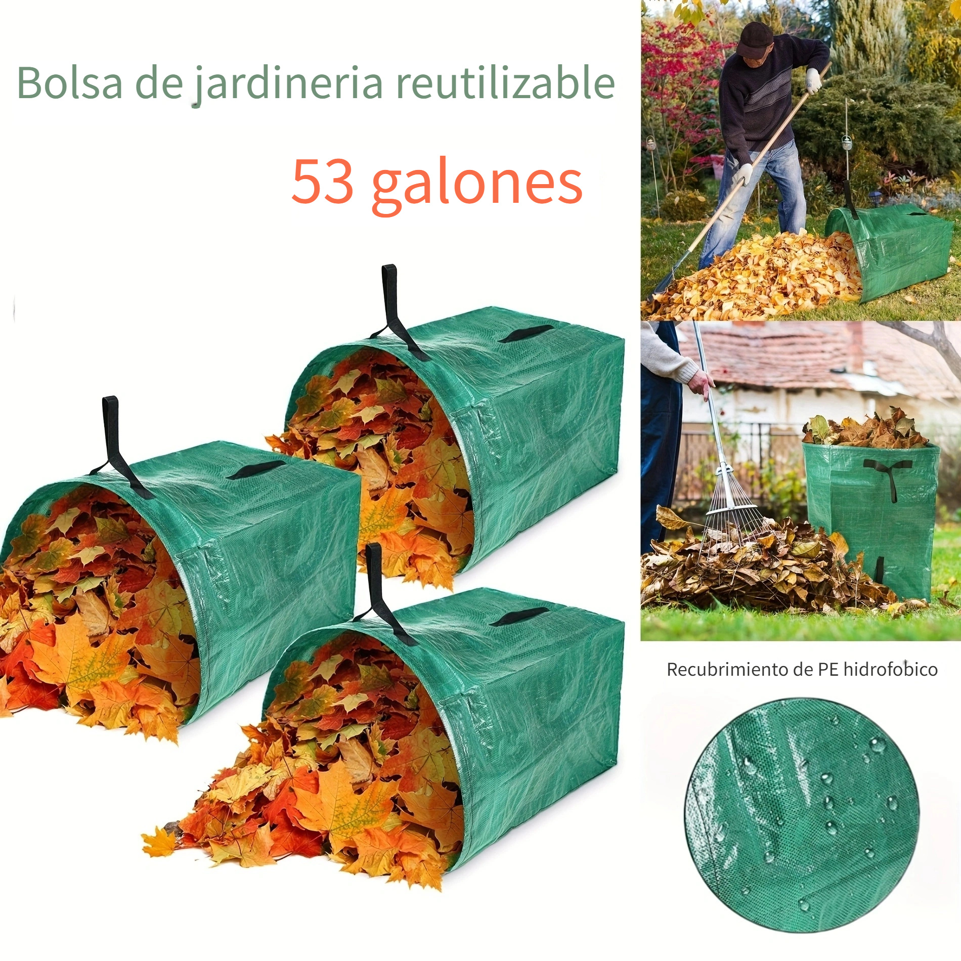 1 Cubo Basura Acampar Bolsas Hojas Césped Recogedor Patio - Temu