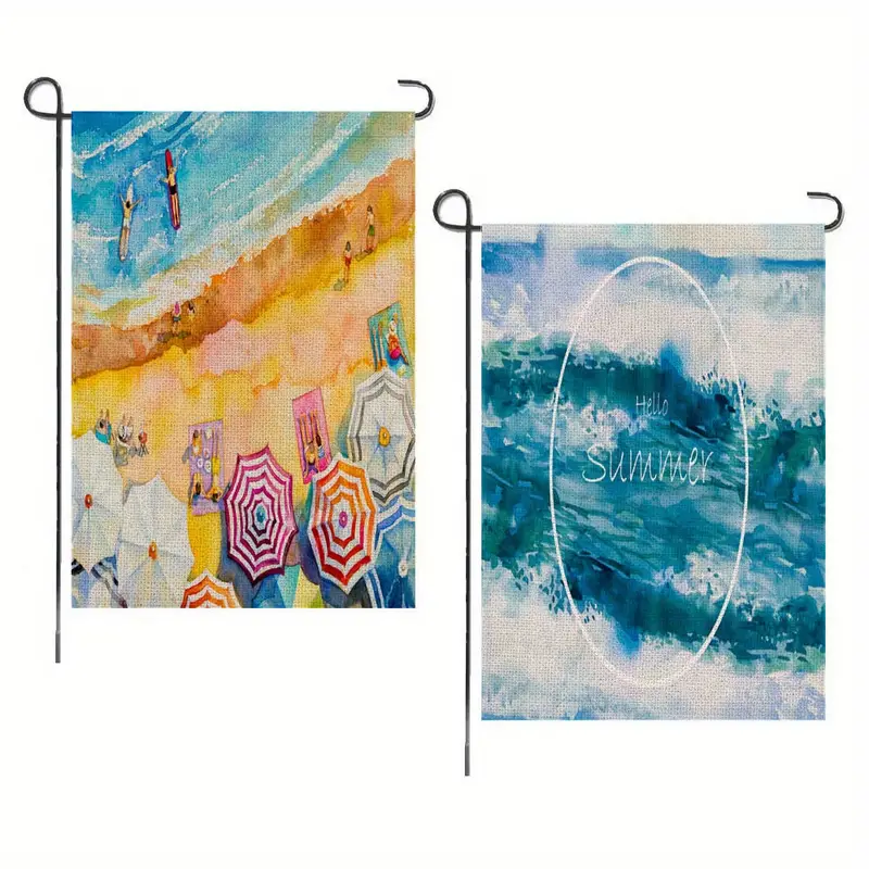 2pcs Hello Summer Beach Garden Flags 12 18 Inch Double side Printed details 0