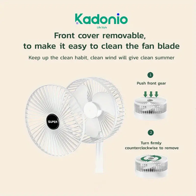 kadonio folding fan quiet 3 speed wind highly stretchable simulated natural wind 180 adjustment battery powered or usb powered home desk bedroom portable travel mini decorative fan 6 5 inch details 6