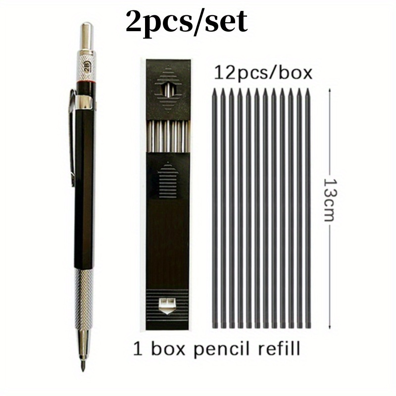 Image of 2pcs/set 2.0mm Mechanical Pencil Set 2b Blue/black Refills Office Writing Art Painting Design Sketch Tools Stationery(1 Pencil+ Of Refill)