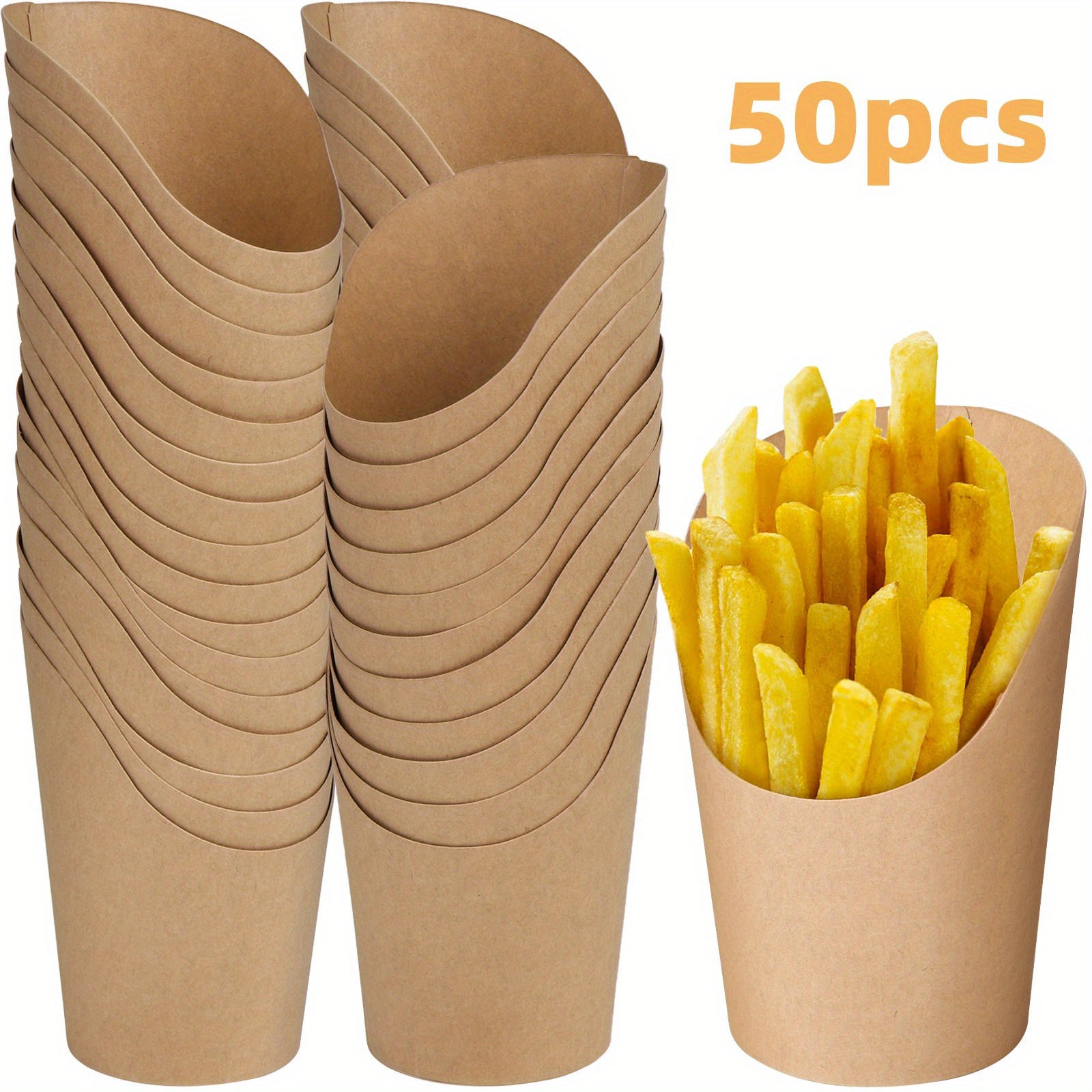 50pcs French Fries Snacks Storage Bags Kraft Paper Bag French