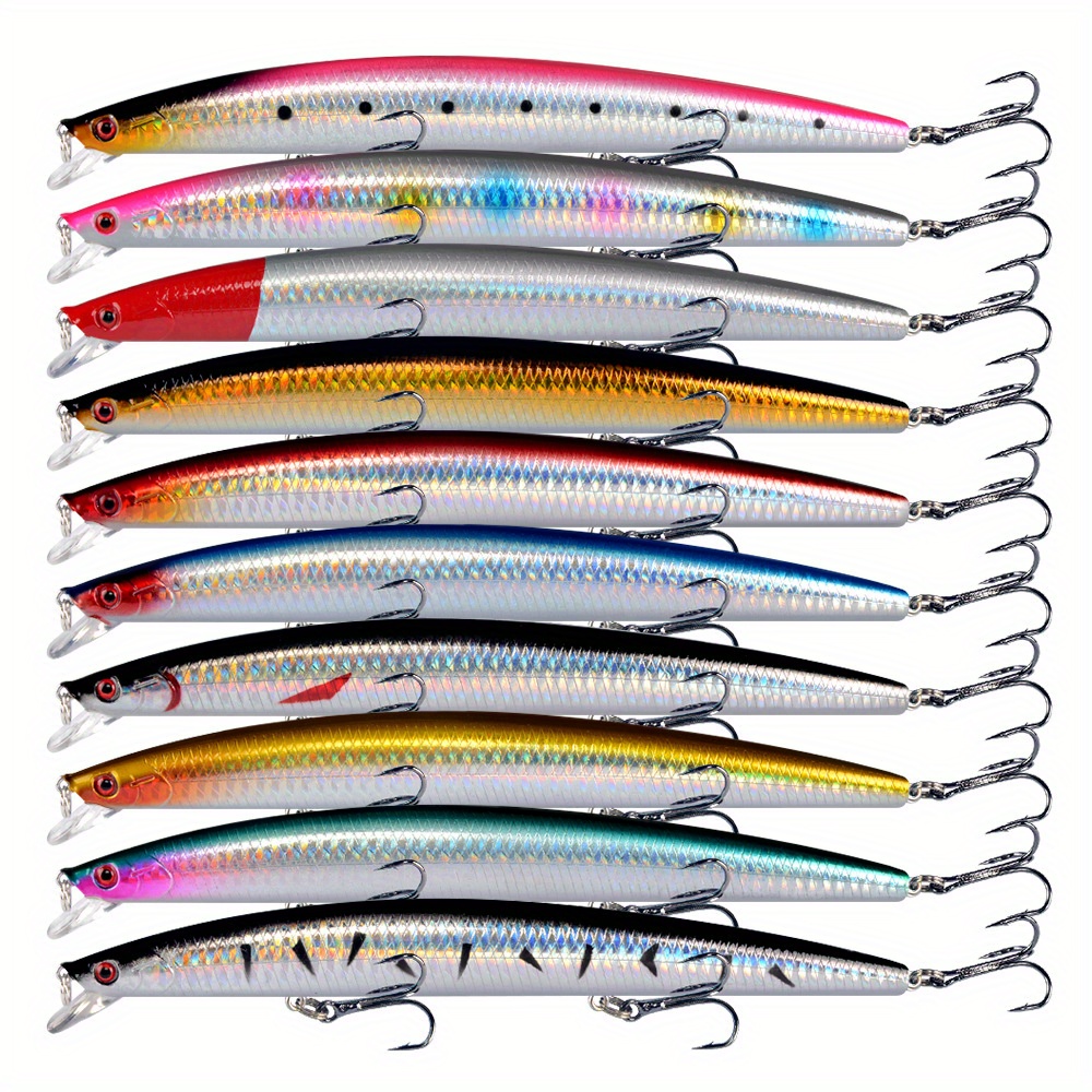 10 Uds Minnow Gran Señuelo Pesca Trucha Lubina Swimbaits - Temu