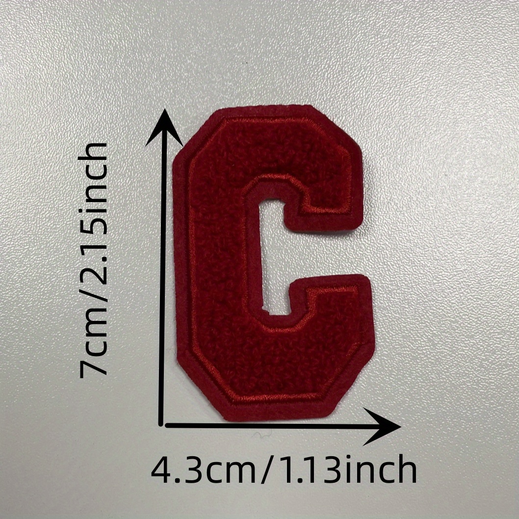 Red Iron on Letters for Clothing Tshirts Jerseys 2.15 Embroidered Varsity  Alphabet Heat Transfer Letter Patches for Hats Backpacks Jackets Clothes