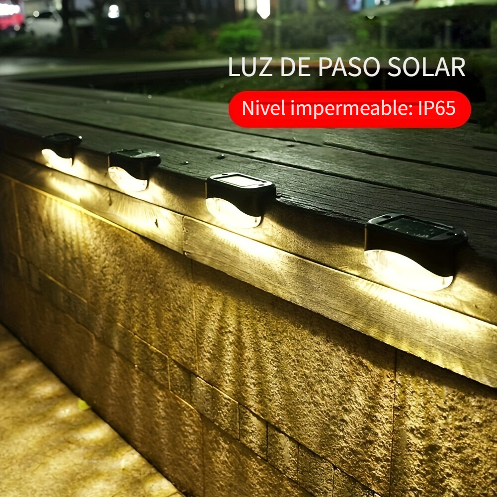 Luz Led Solar Impermeable Escalera Patio Sendero Calida