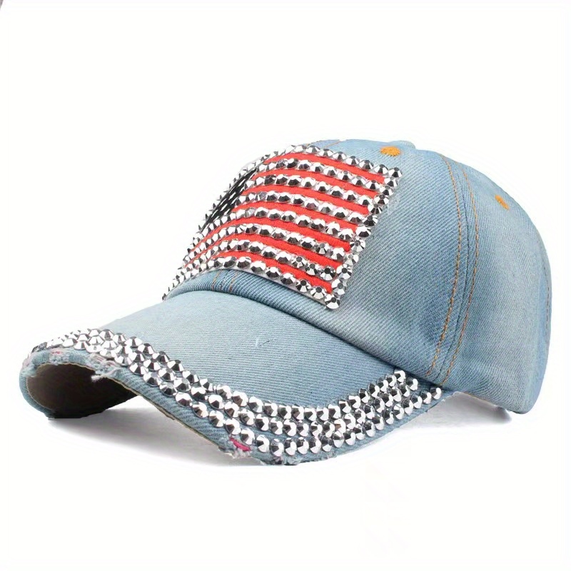 National Flag Style Diamond Denim Peaked Cap Baseball Cap