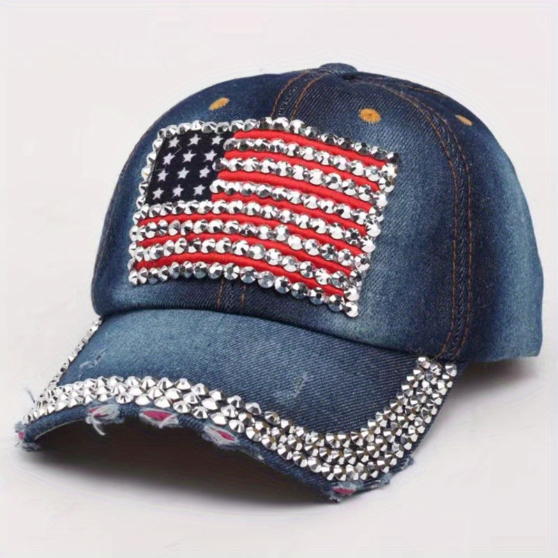 National Flag Style Diamond Denim Peaked Cap Baseball Cap