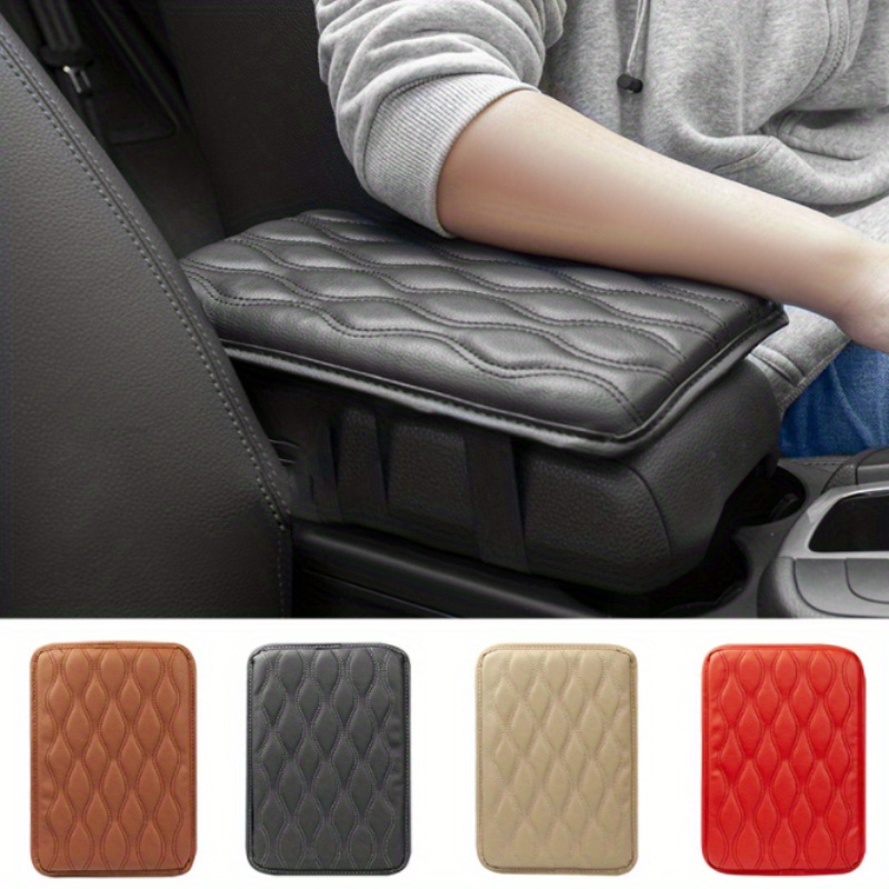 Leather Car Armrest Box Pad - 2023 New Waterproof Car Center Console Cover  Pad, Leather Auto Armrest Cover, Universal Arm Rest Cushion Pads for