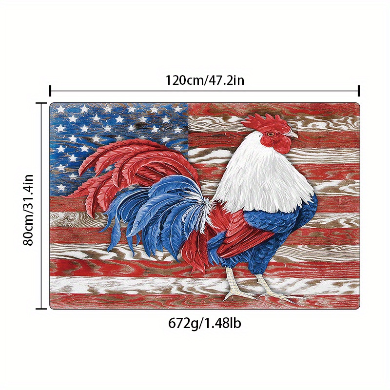 American Flag Area Rug, 4th Of July Big Rooster Patriotic Area Rugs,  Non-slip Anti-fatigue Carpet, Machine Washable, Entrance Welcome Door Mat,  Living Room Bedroom Dormitory Carpet Room Decor, Independence Day Decor 