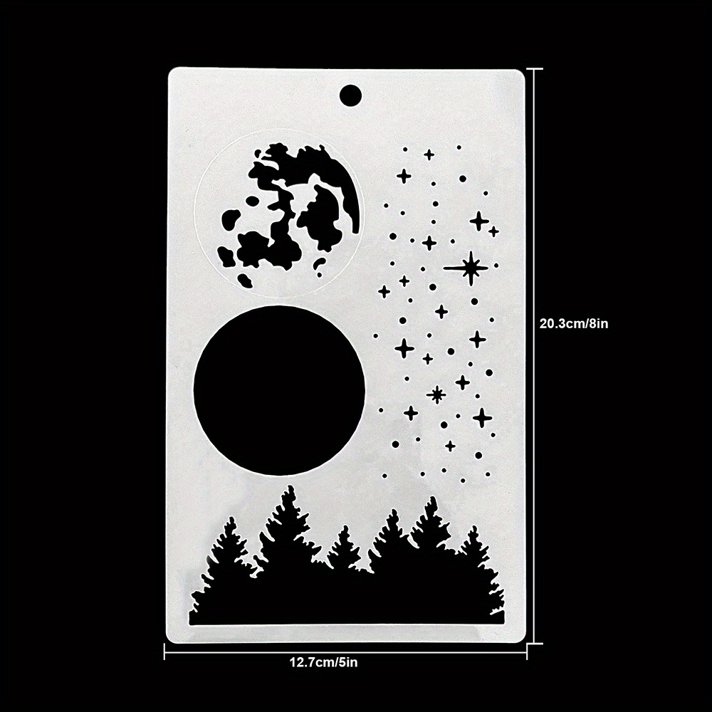 1pc/20.3cmx12.7cm Moon Woods In The Background Diy Layering Stencils Painting Coloring Embossing Album Decorative Template