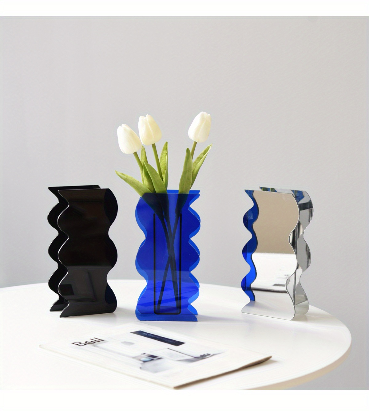 Modern Amber Brown Acrylic Vase Geometric Acrylic Flower Temu United