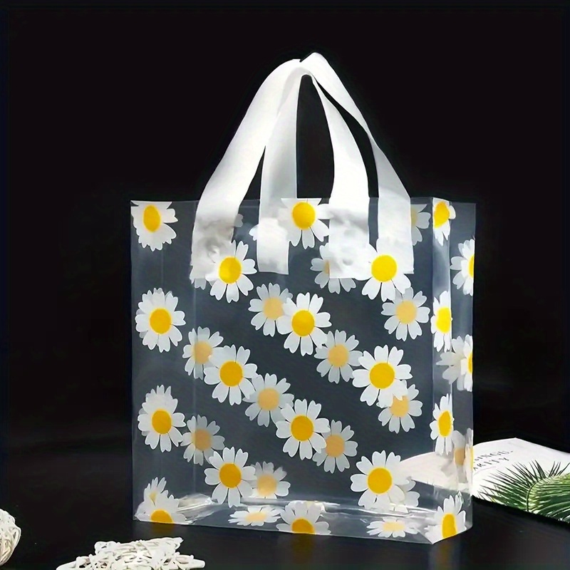 10pcs/20pcs Daisy Gift Bag Transparent PVC Carrying Bag Cosmetic Bag  Clothes Packaging Bag Holiday Accessories Birthday Party Supplies Party  Supplies