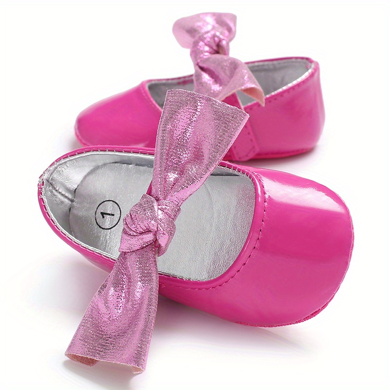Baby Girls Cute Bow Tie Decored Slip On Mary Jane Shoes, Toddlers Outdoor Walking Shoes