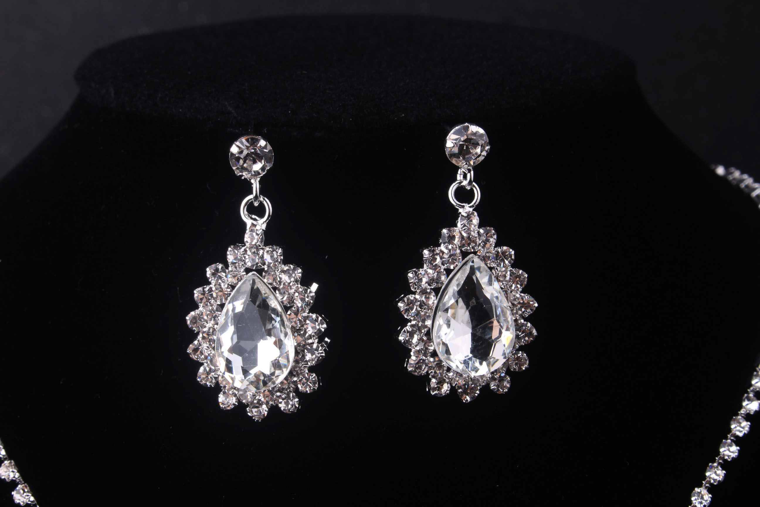 Parure Collier Et Boucles D'oreilles Noir Strass – Idéal Pour Mariage, Soirée Ou événement Festif
