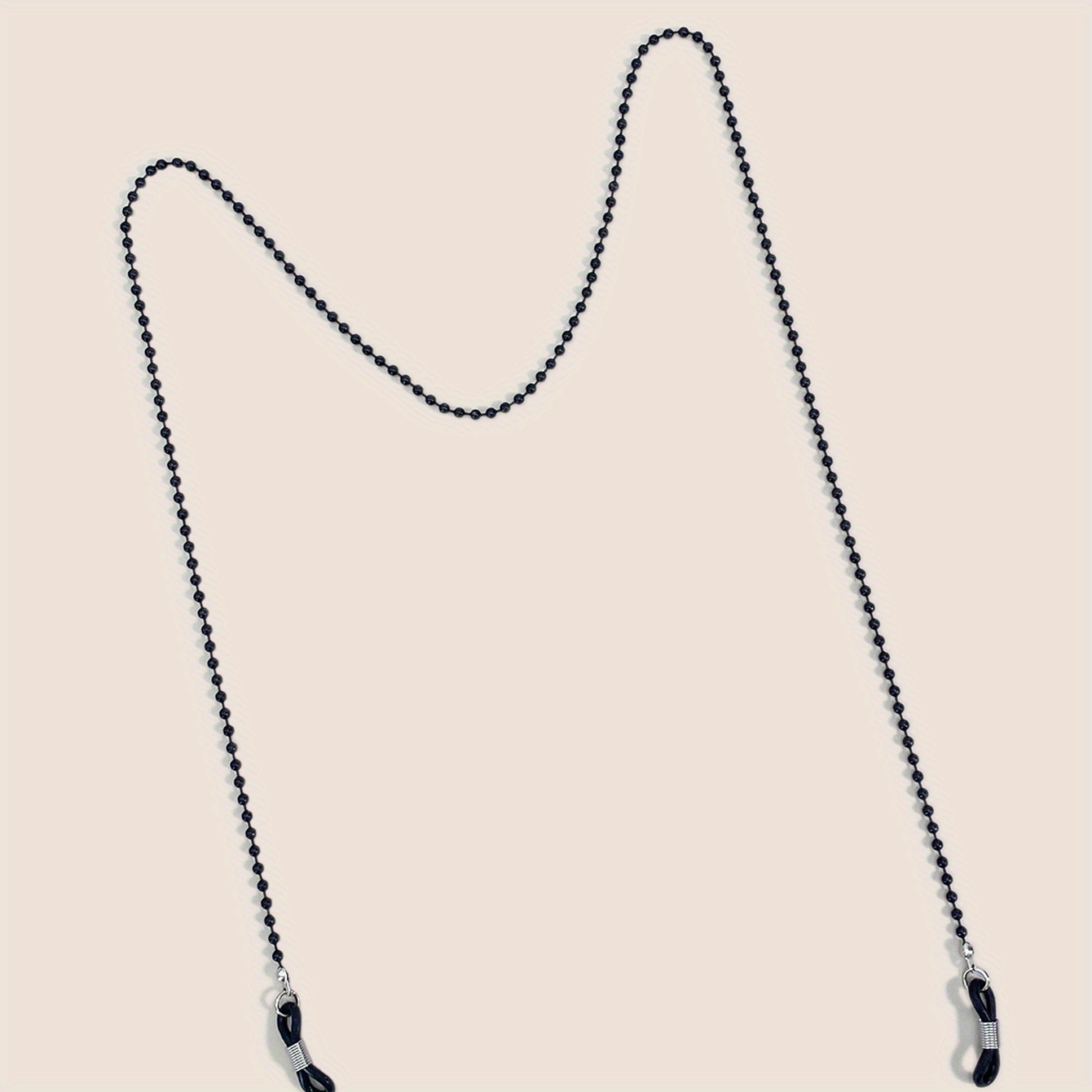 Fashionable Soft Chain Electroplated Black Metal 2.4mm Drooping Wave Bead Chain Bulk Eyeglass Lanyard Eyewear Chain