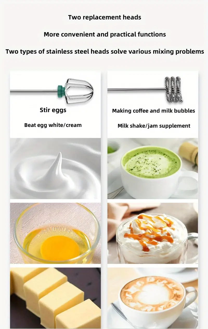 1set stainless steel egg beater cream whip home small wireless handheld stainless steel beater with usb charging mixer built in lithium battery with one battery details 4