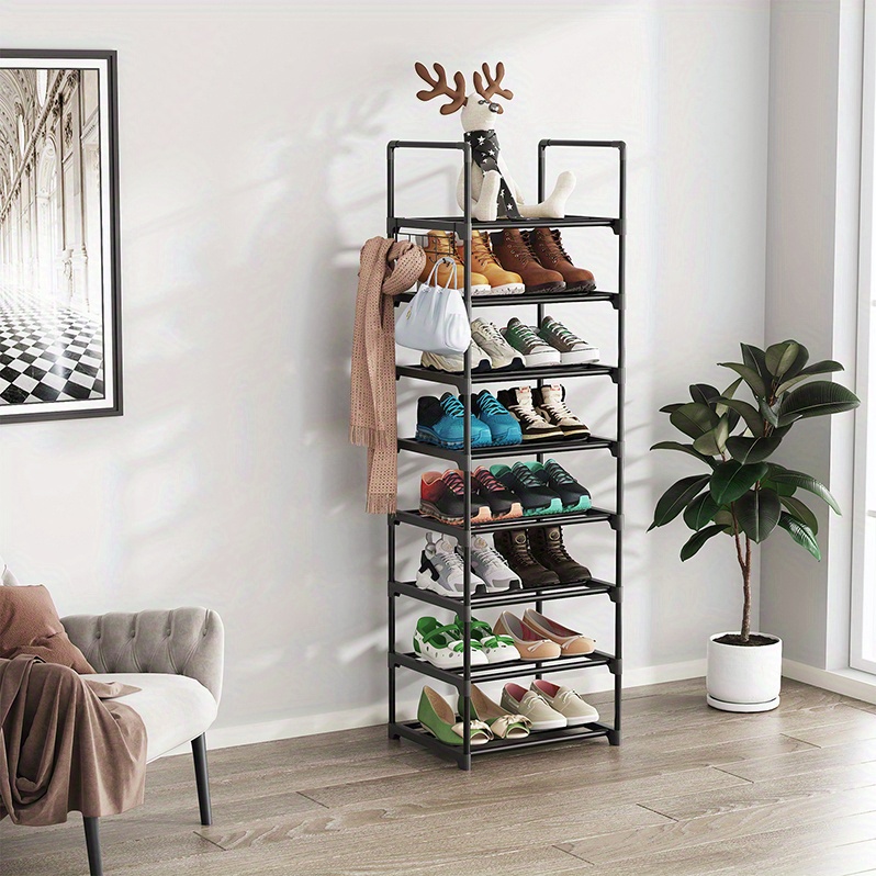 Simple Shoe Rack, 9 Tiers Tall Shoe Rack For Entryway, Shoes And Boots  Storage Shelf, Stackable And Narrow Vertical Shoe Organizer For Closet  (black) - Temu